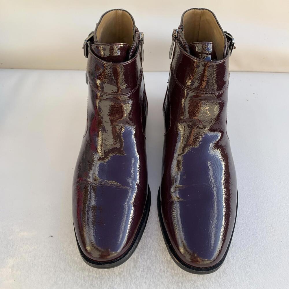 Franco Sarto Riddick Boots Burgundy Red Patent Leather Sz 9.5 Womens